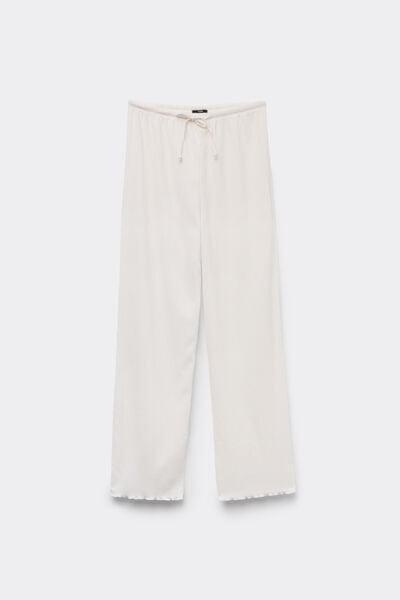 White Crepe-Effect Palazzo Trousers, 5701_526Y, large image number 4