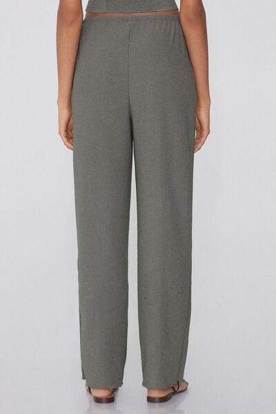 Green Crepe-Effect Palazzo Trousers, , large image number 2