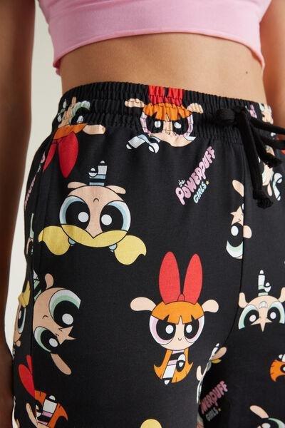 Black Powerpuff Print Girls Long Fleece Trousers, , large image number 3