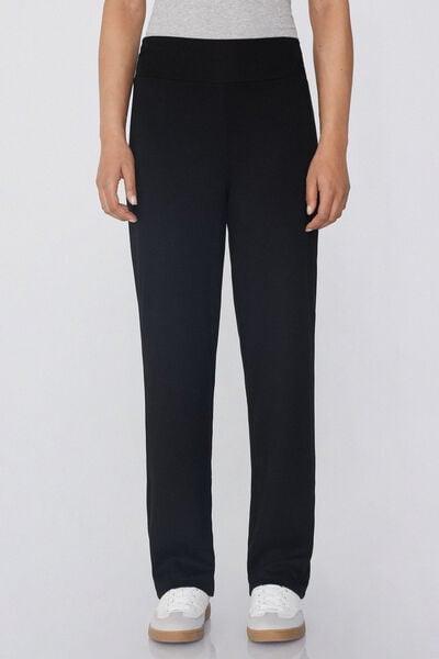 Black Soft Touch Palazzo Trousers, Black, medium