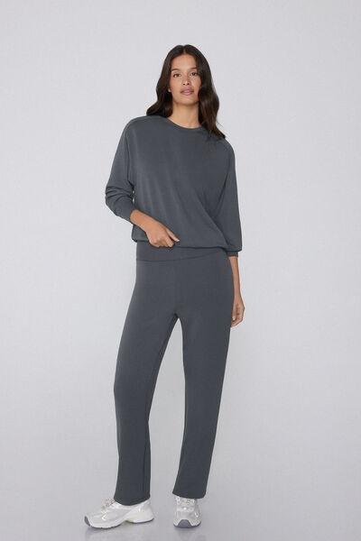 Grey Soft Touch Viscose Palazzo Trousers, 5701_162Z, large image number 1