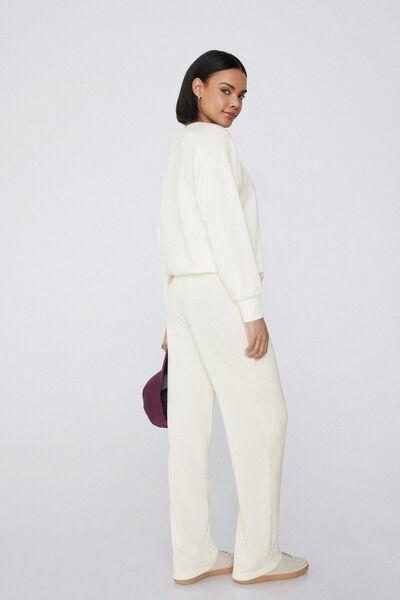 Ecru Palazzo Trousers, , large image number 1