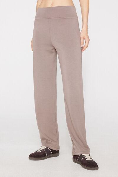 Brown Soft Touch Straight-Cut Pants, 5701_530Z, medium