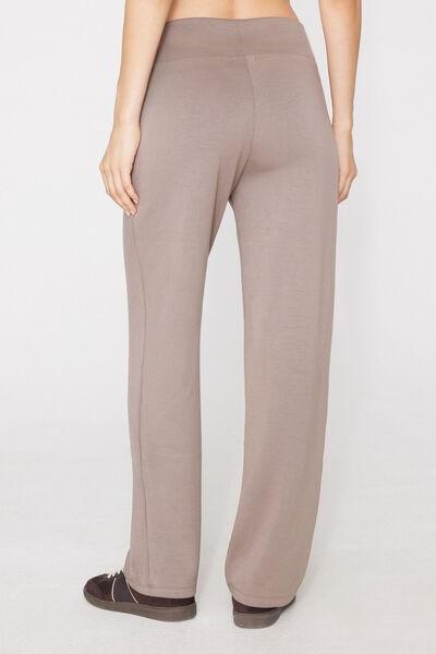 Brown Soft Touch Straight-Cut Pants, 5701_530Z, large image number 2