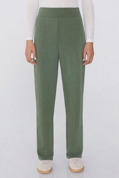 Green Soft Touch Viscose Palazzo Trousers, 5701_920W, large image number 0
