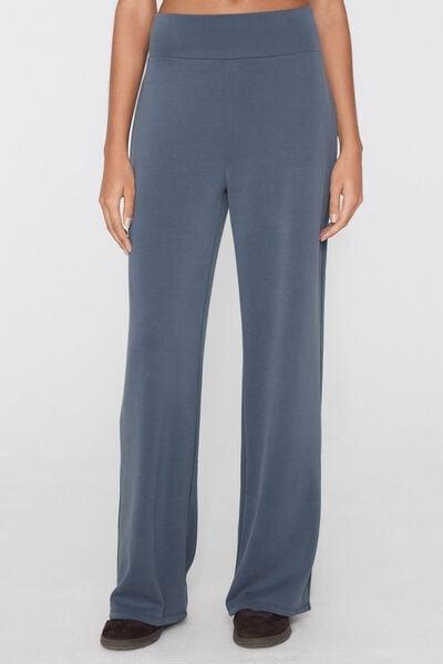 Blue Soft Touch Palazzo Pants, 5701_213Z, large image number 1
