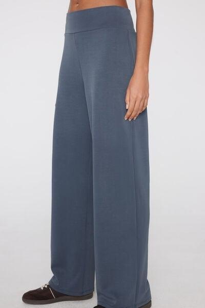 Blue Soft Touch Palazzo Pants, 5701_213Z, large image number 2