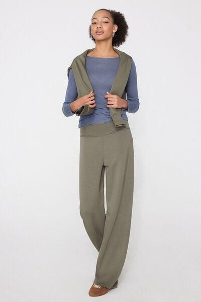 Green Soft Touch Palazzo Pants, 5701_229Z, medium