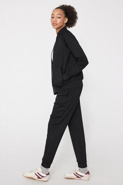 Black Soft Touch Welt Pockets Joggers, Black, large image number 0