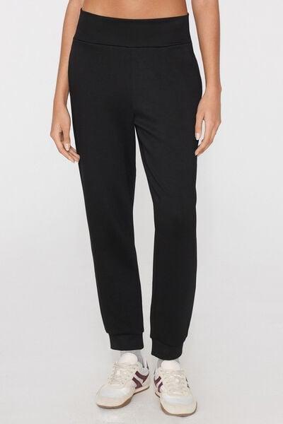 Black Soft Touch Welt Pockets Joggers, Black, large image number 1