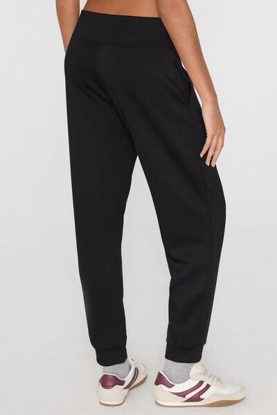 Black Soft Touch Welt Pockets Joggers, Black, large image number 2