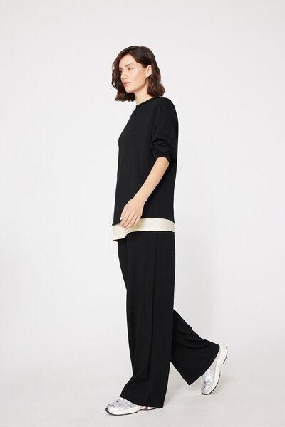 Black Superior Softness Palazzo Pants, Black, medium