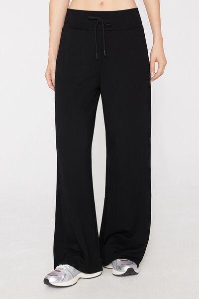 Black Superior Softness Palazzo Pants, Black, medium