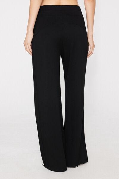 Black Superior Softness Palazzo Pants, Black, medium