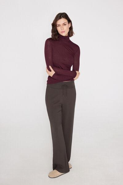 Brown Superior Softness Palazzo Pants, 5701_495Z, large image number 0