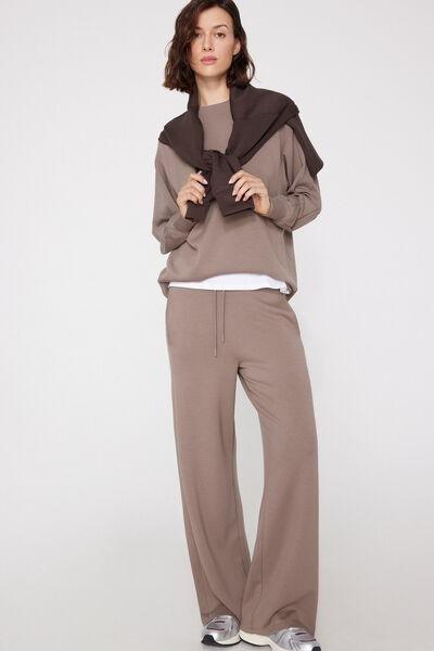 Brown Superior Softness Palazzo Pants, 5701_530Z, medium