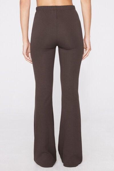 Brown Superior Softness Ribbed Flare Pants, 5701_495Z, medium
