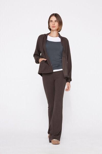 Brown Superior Softness Ribbed Flare Pants, 5701_495Z, large image number 3