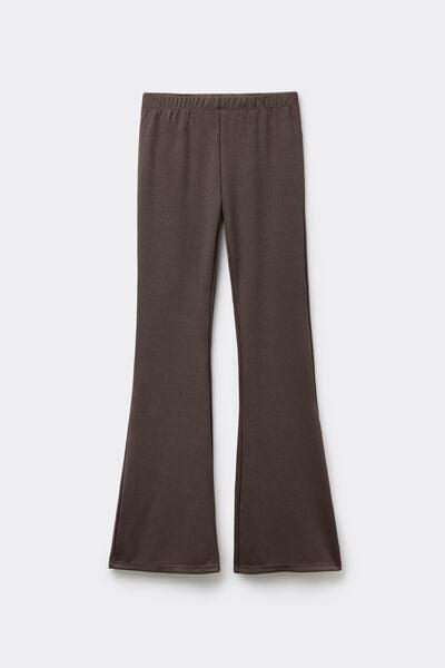 Brown Superior Softness Ribbed Flare Pants, 5701_495Z, large image number 4