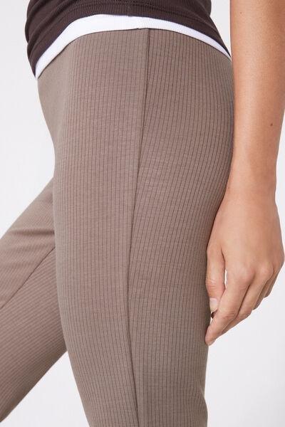 Brown Superior Softness Ribbed Flare Pants, 5701_530Z, large image number 3