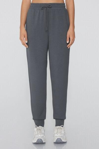 Grey Soft Touch Viscose Fleece Joggers, , large image number 0