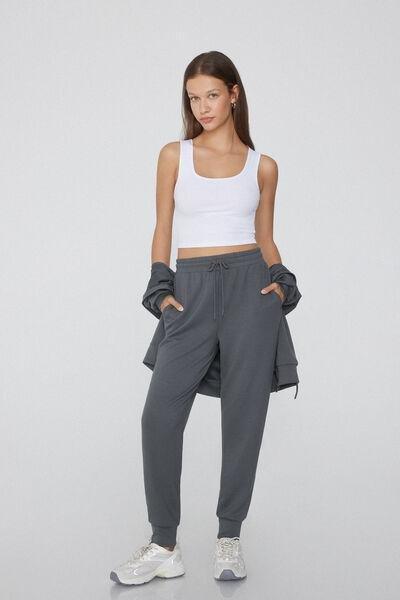 Grey Soft Touch Viscose Fleece Joggers, , large image number 1