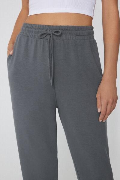 Grey Soft Touch Viscose Fleece Joggers, , large image number 3