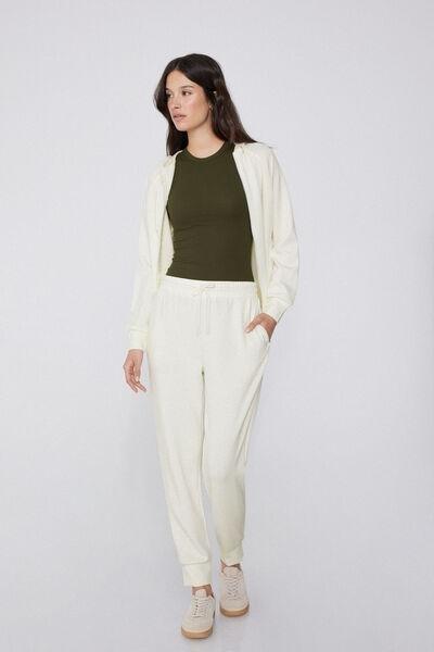 White Soft Touch Fleece Joggers, , large image number 1