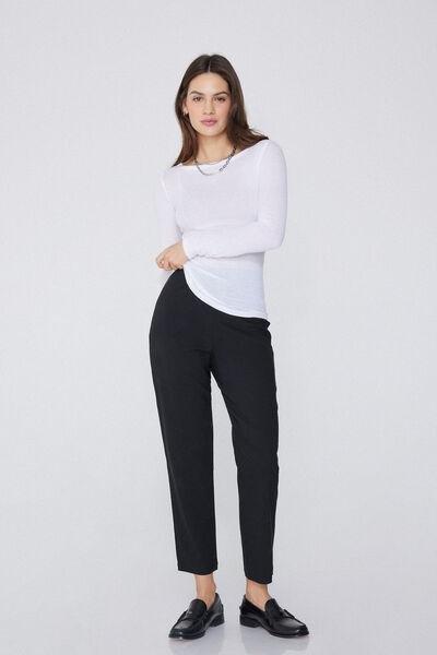 Black Canvas Cigarette Trousers, , large image number 1