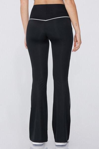 Black Flared Microfibre Trousers, , large image number 2