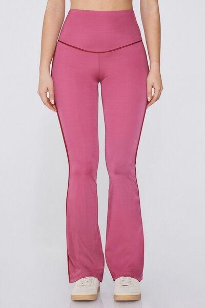 Purple Flared Microfibre Trousers, , large image number 0