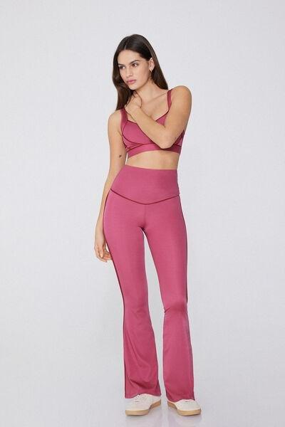 Purple Flared Microfibre Trousers, , large image number 1