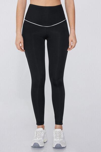 Black Palazzo Microfibre Leggings, 5701_333Y, large image number 1