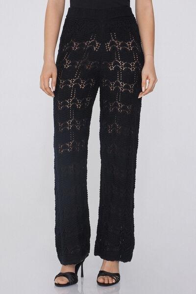 Black Long Crochet Trousers, , large image number 0