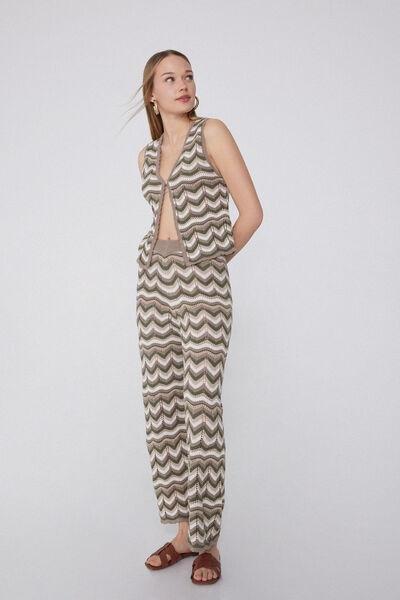 Multicolour Long Crochet Pants, , large image number 1