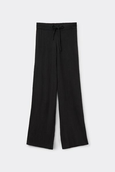 Black Heavy Palazzo Wool Joggers, Black, large image number 4
