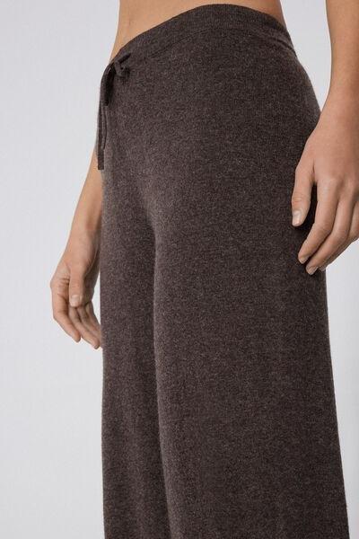 Brown Heavy Palazzo Wool Joggers, 5701_914Y, large image number 2