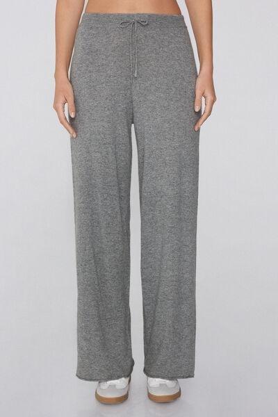 Grey Heavy Palazzo Wool Joggers, 5701_929V, medium