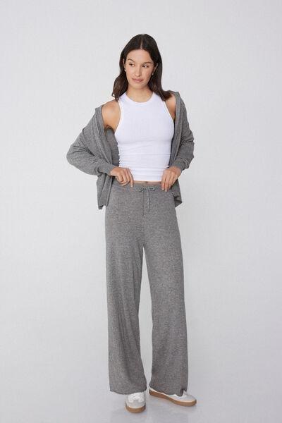 Grey Heavy Palazzo Wool Joggers, 5701_929V, medium