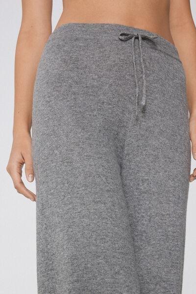 Grey Heavy Palazzo Wool Joggers, 5701_929V, large image number 3