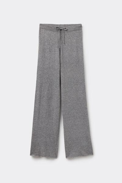 Grey Heavy Palazzo Wool Joggers, 5701_929V, large image number 4