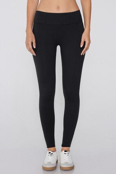 Black Silk Touch Cotton Leggings, Black, large image number 0