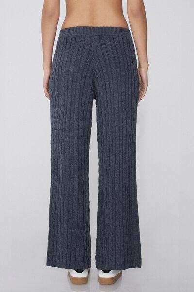 Navy Cable Knit Palazzo Pants, 5701_159Z, large image number 2