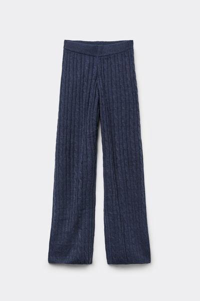Navy Cable Knit Palazzo Pants, 5701_159Z, large image number 4