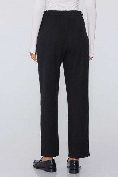 Black Long Cigarette Fabric Pants, Black, medium