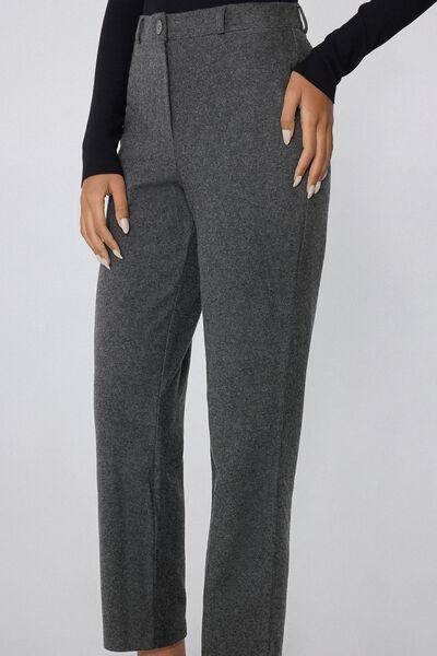 Grey Long Cigarette Fabric Pants, 5701_926Y, medium
