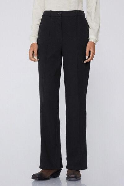 Black Palazzo-Style Cotton Pants, Black, large image number 0