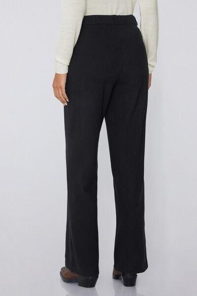Black Palazzo-Style Cotton Pants, Black, large image number 1