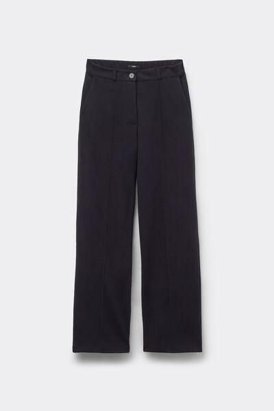 Black Palazzo-Style Cotton Pants, Black, large image number 3