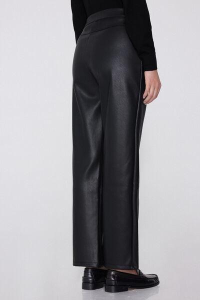 Black Cigarette Effect Coated Pants, Black, large image number 2
